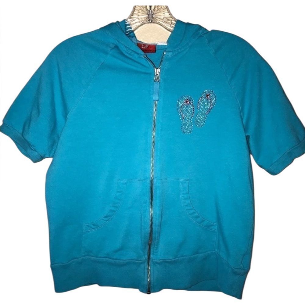 Tape Measure Flip Flop Short Sleeve Hoodie